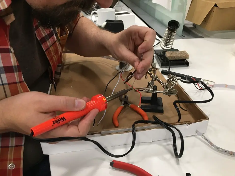 Engineer soldering