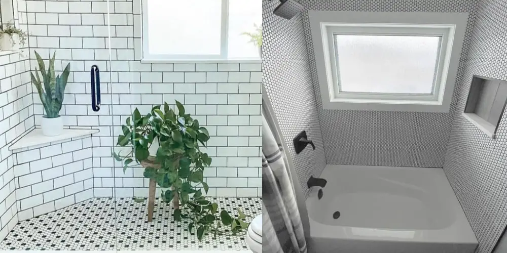 bathtub and shower side by side