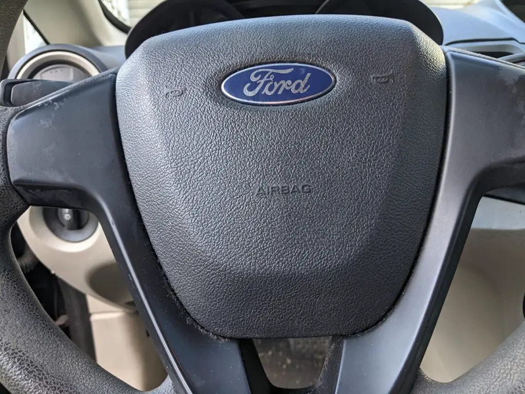 steering wheel in small car