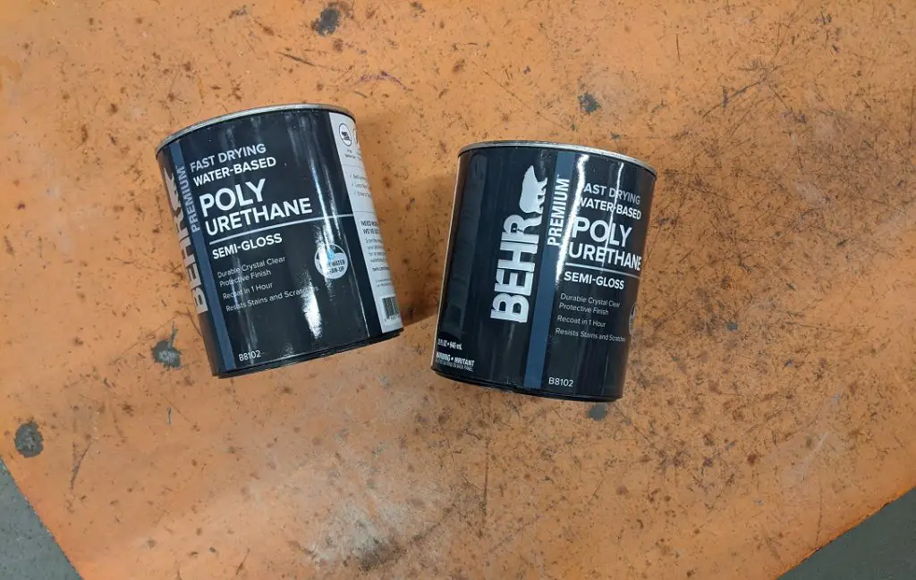 two cans of polyurethane