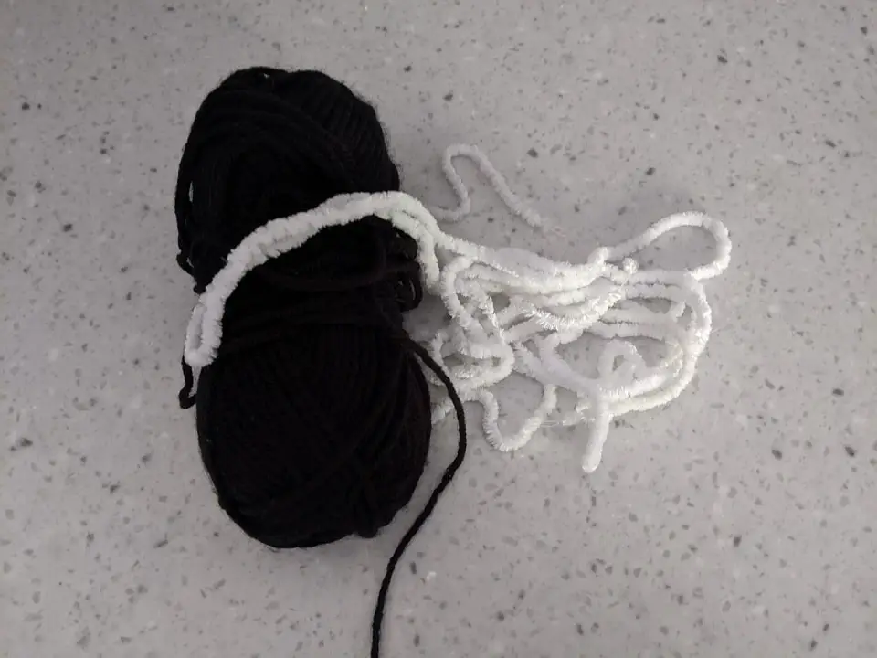 white and black yarn